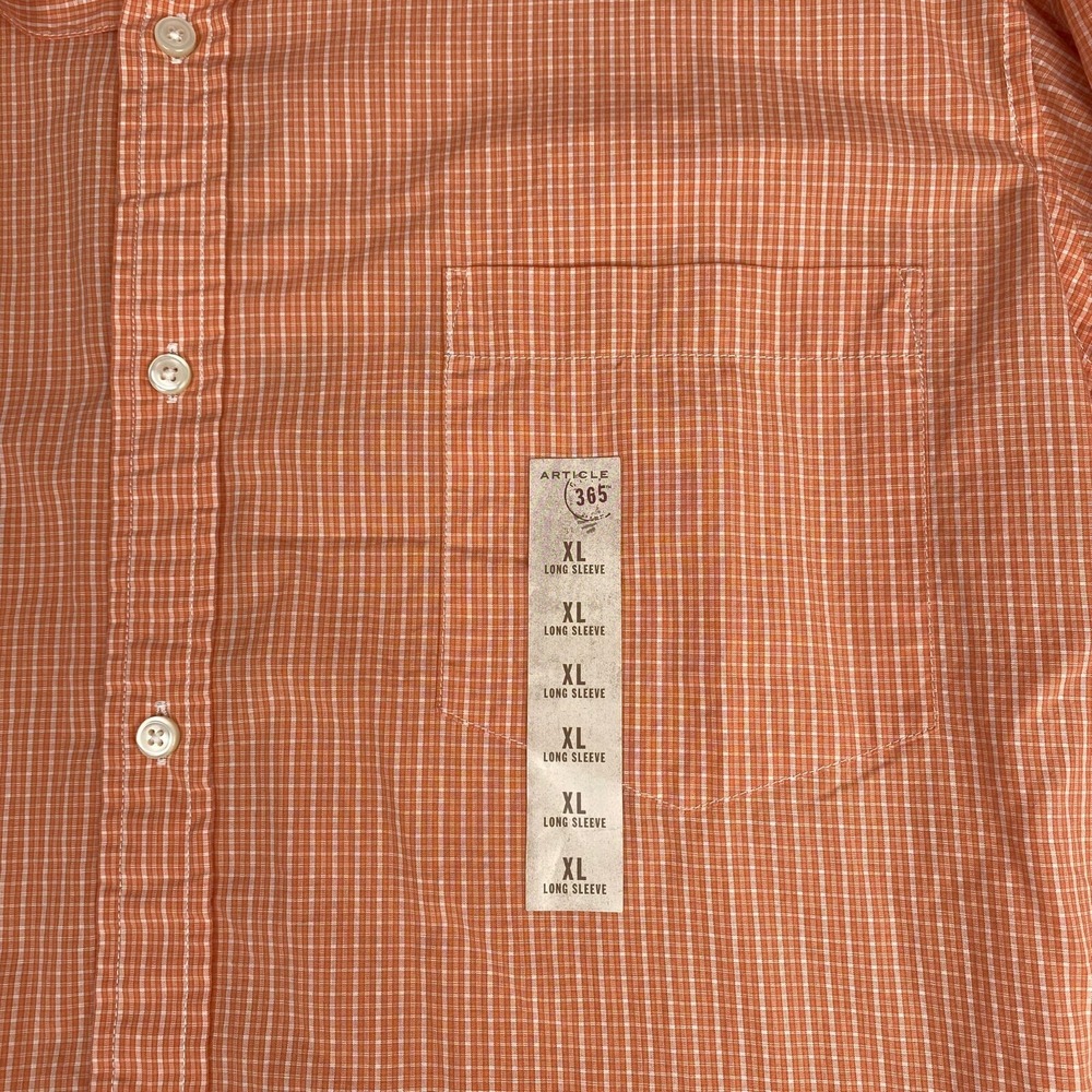 ARTICLE 365 Button Up Shirt‎ Men's Size XL Plaid Orange Lightweight Long Sleeve - Picture 9 of 16